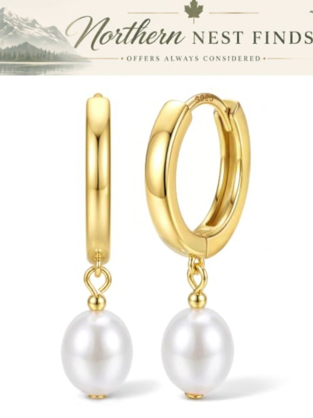 925 Sterling Silver Hoop Earrings Women Hypoallergenic 14K Gold Plated Dangle